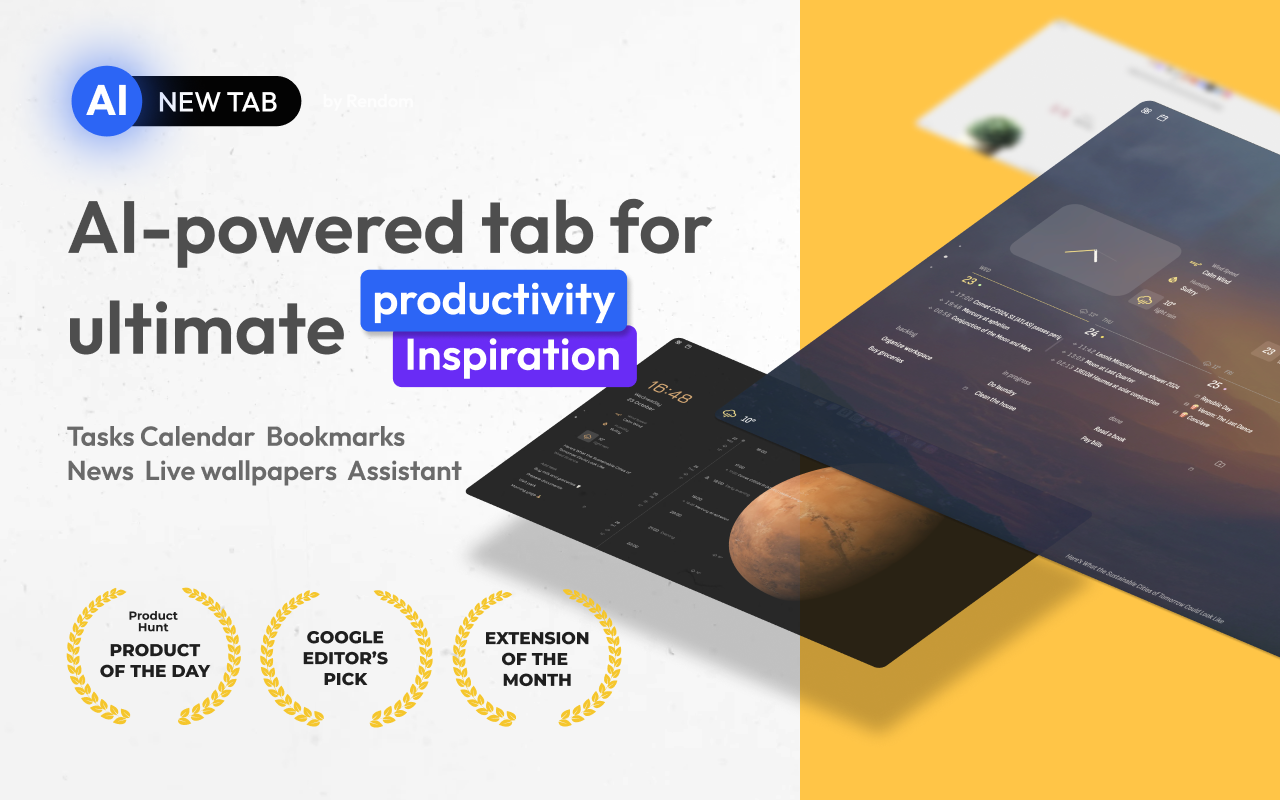 AI New Tab: Calendar, Tasks, ChatGPT截图3