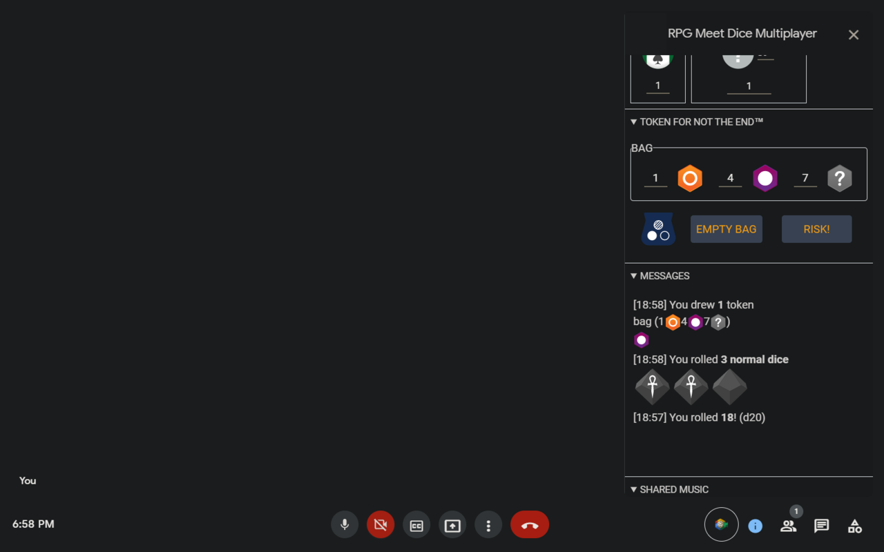RPG Meet - Dice Roller | Music | Webcam Tools截图5