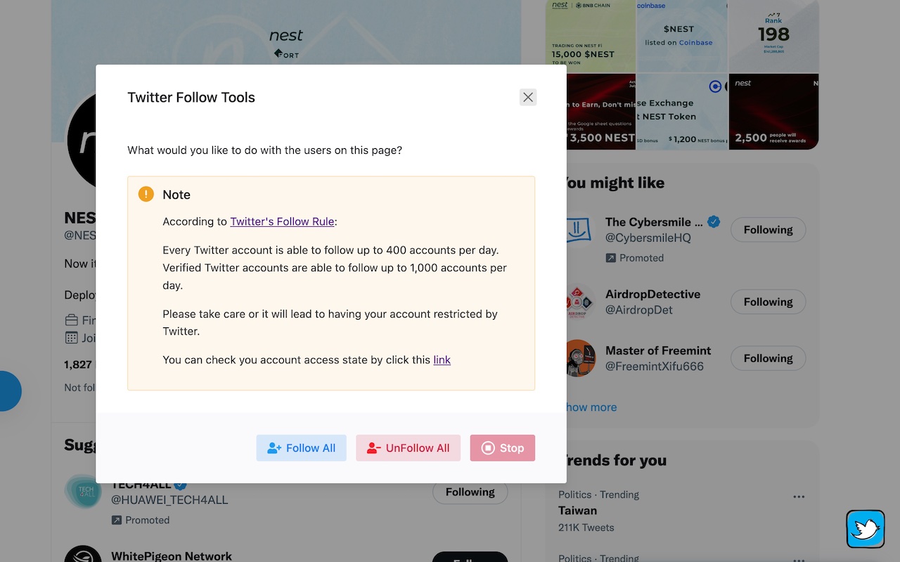 Twitter Follow Tools截图1