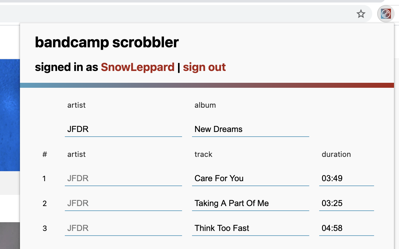 Bandcamp Scrobbler截图1