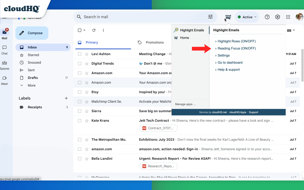 Highlight Emails in Gmail by cloudHQ截图1