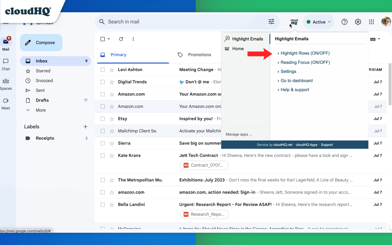 Highlight Emails in Gmail by cloudHQ截图4