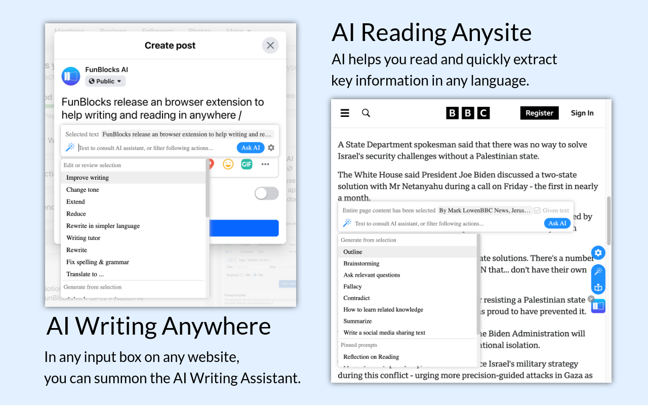 FunBlocks – Your All-in-One AI assistant | Sidebar | Monica截图3