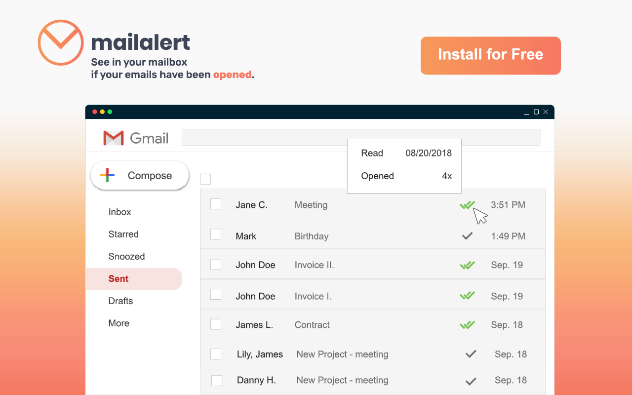 Free Email Tracking for Gmail - Mailalert截图3
