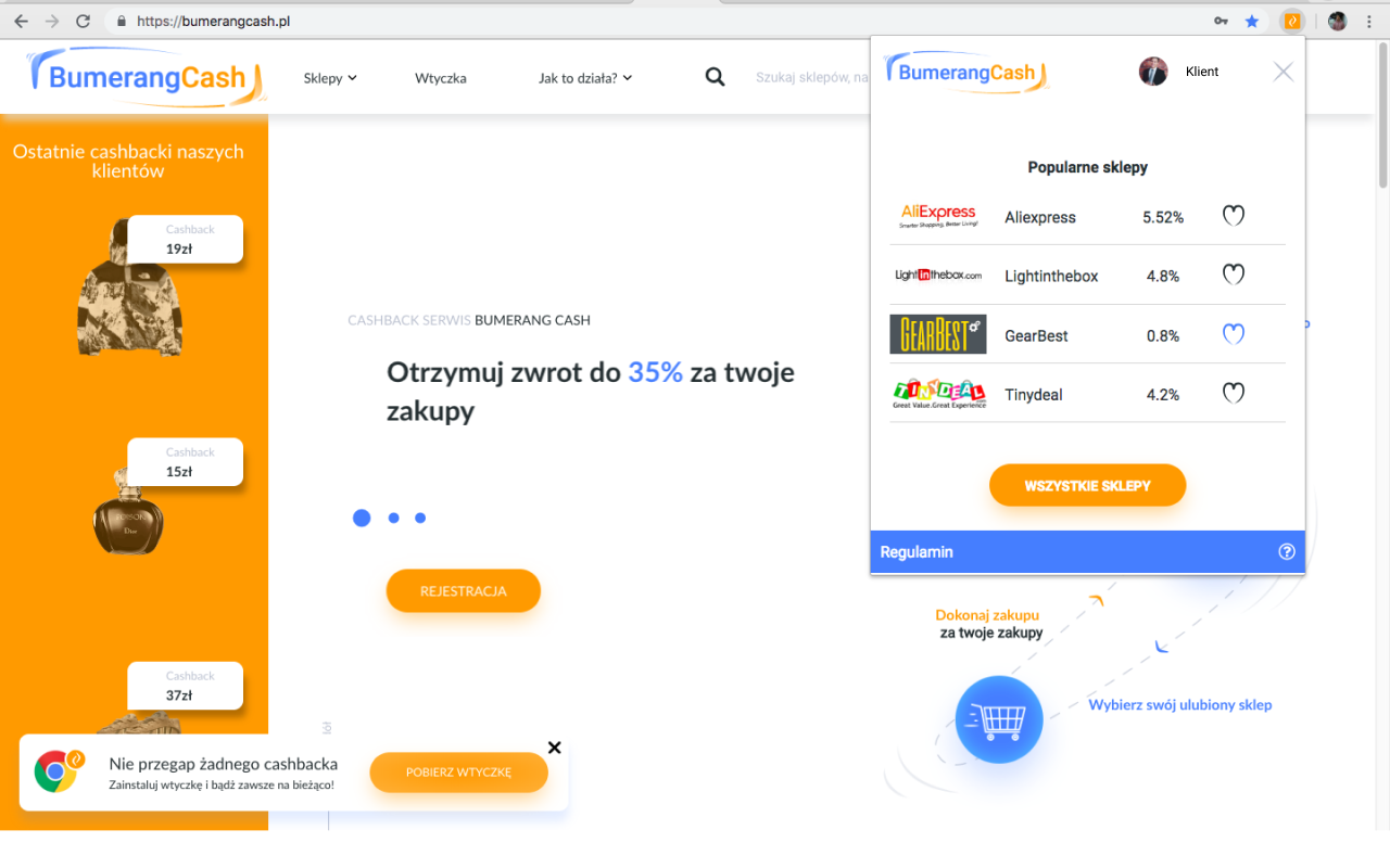 Strona cashback BoomerangCash截图3