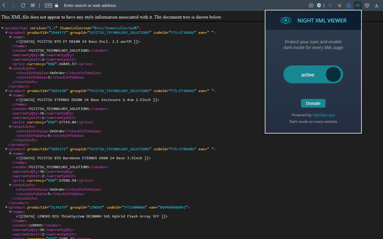 Night XML - dark mode XML viewer截图1
