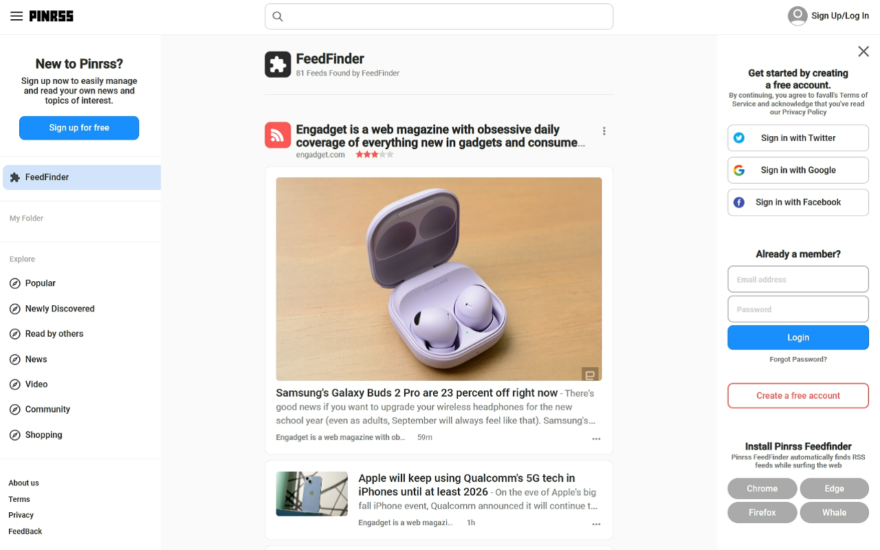 PinRSS Feed Finder截图2