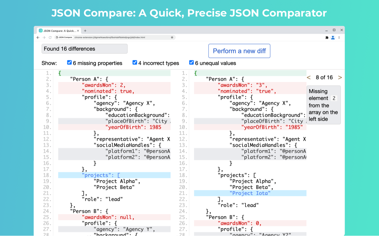 JSON 比较截图1