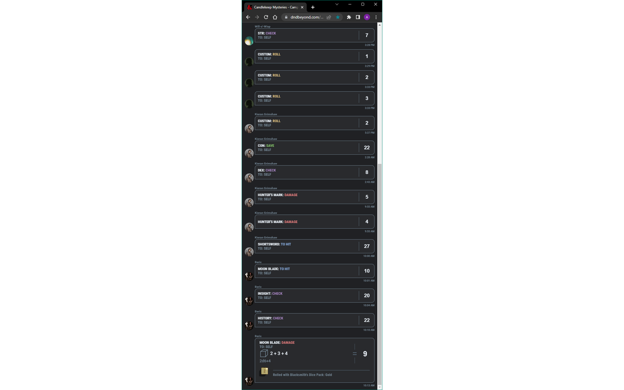 DnD Beyond Game Log截图1