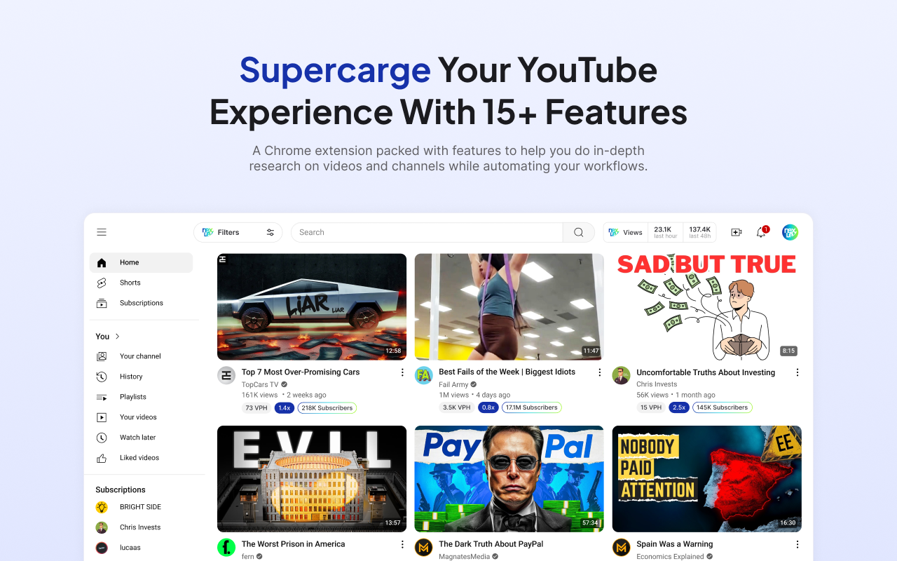 Nexlev YouTube Research & Analytics截图2