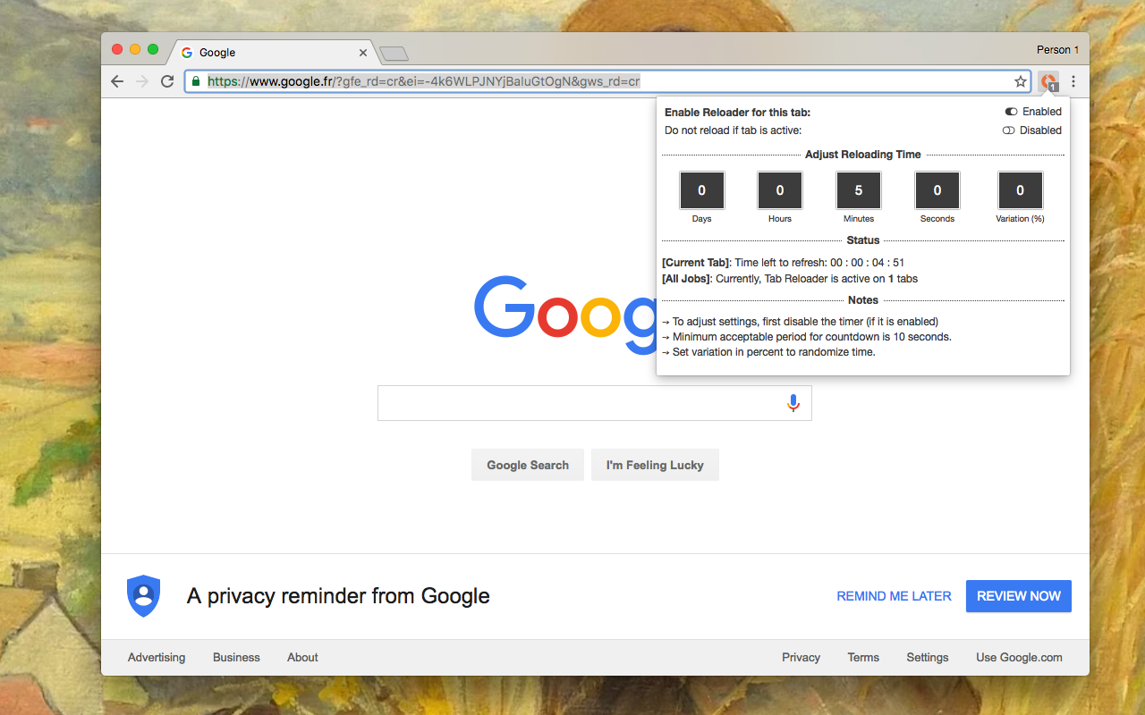 Tab Reloader (page auto refresh)截图1
