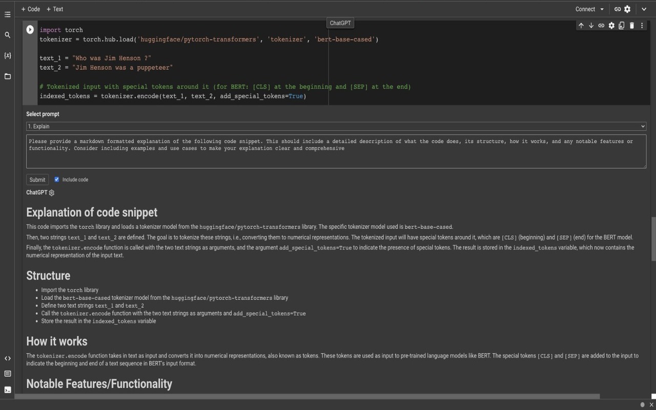 ChatGPT for Google Colab截图2