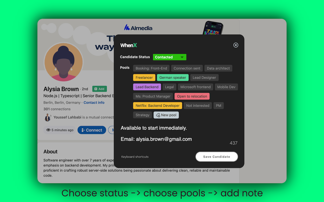 WhenX: Mark Linkedin Profiles with notes截图4