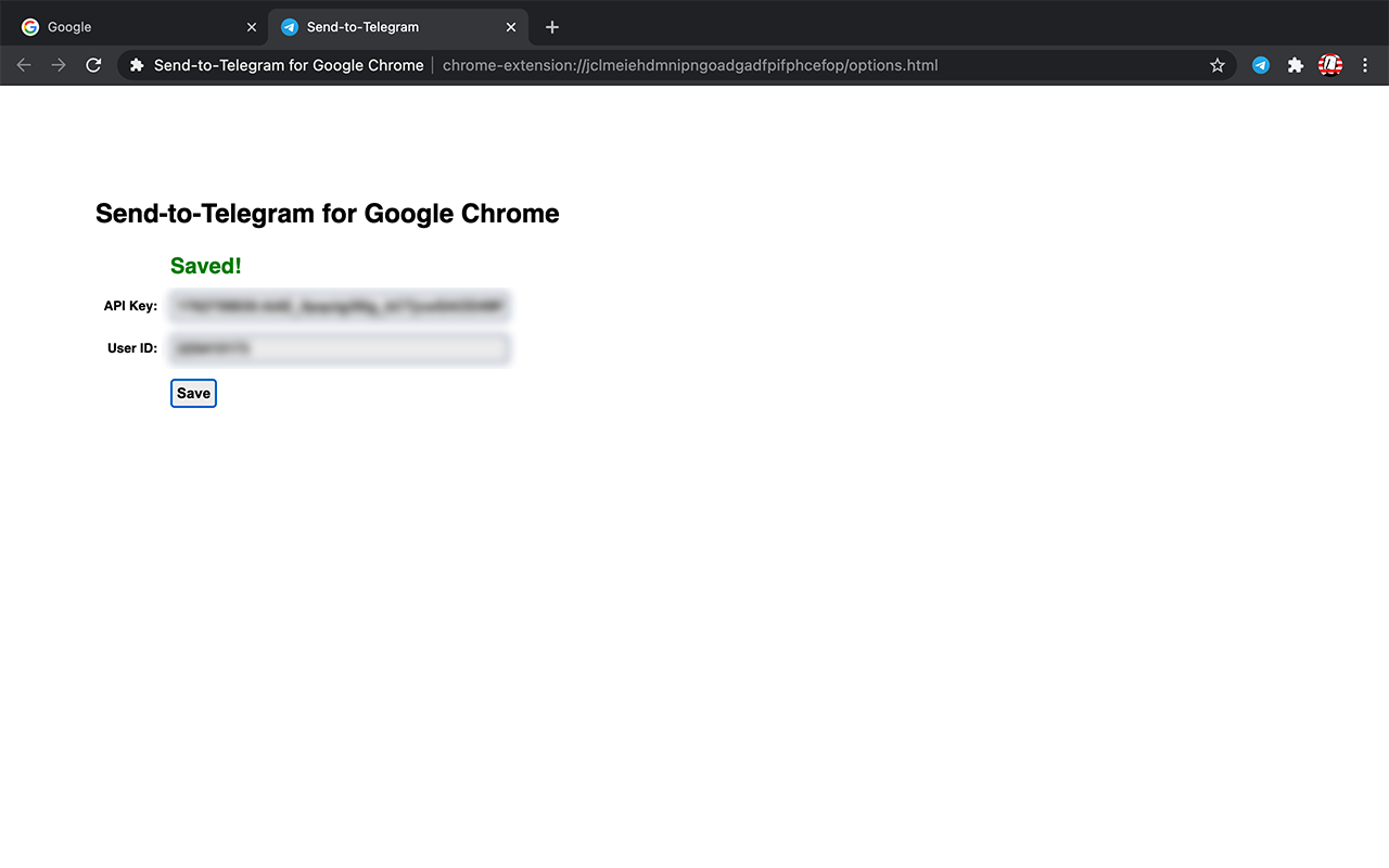 Send to Telegram for Google Chrome截图1