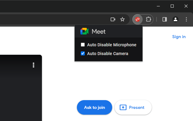 Google Meet Auto Disable Mic/Cam截图1