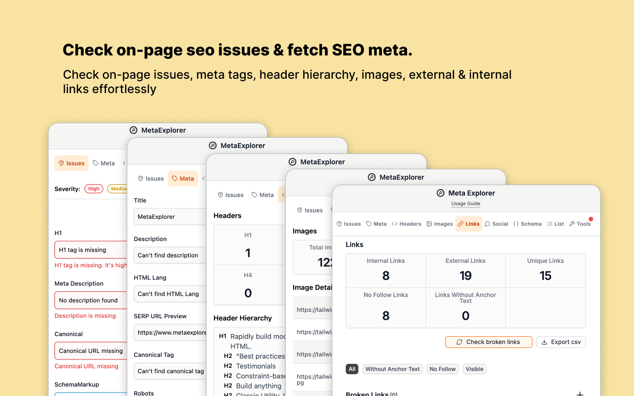 Meta Explorer - SEO Meta and On-Page SEO tools截图3