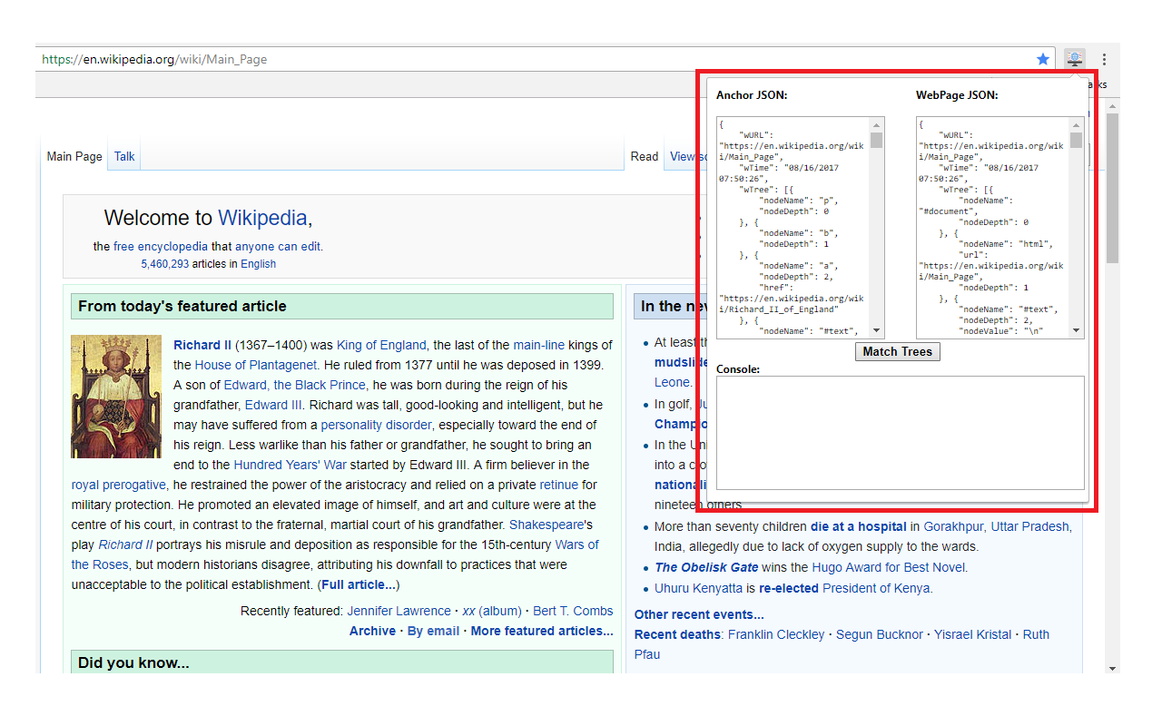 DOM-JSON Tree Matcher截图2