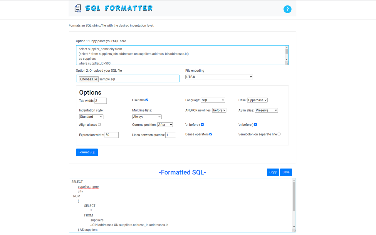 SQL 格式化程序截图1