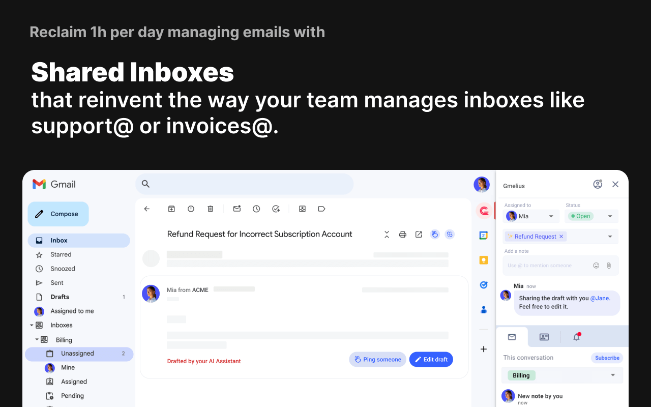 Gmelius:适用于Gmail的共享收件箱和AI助手截图4