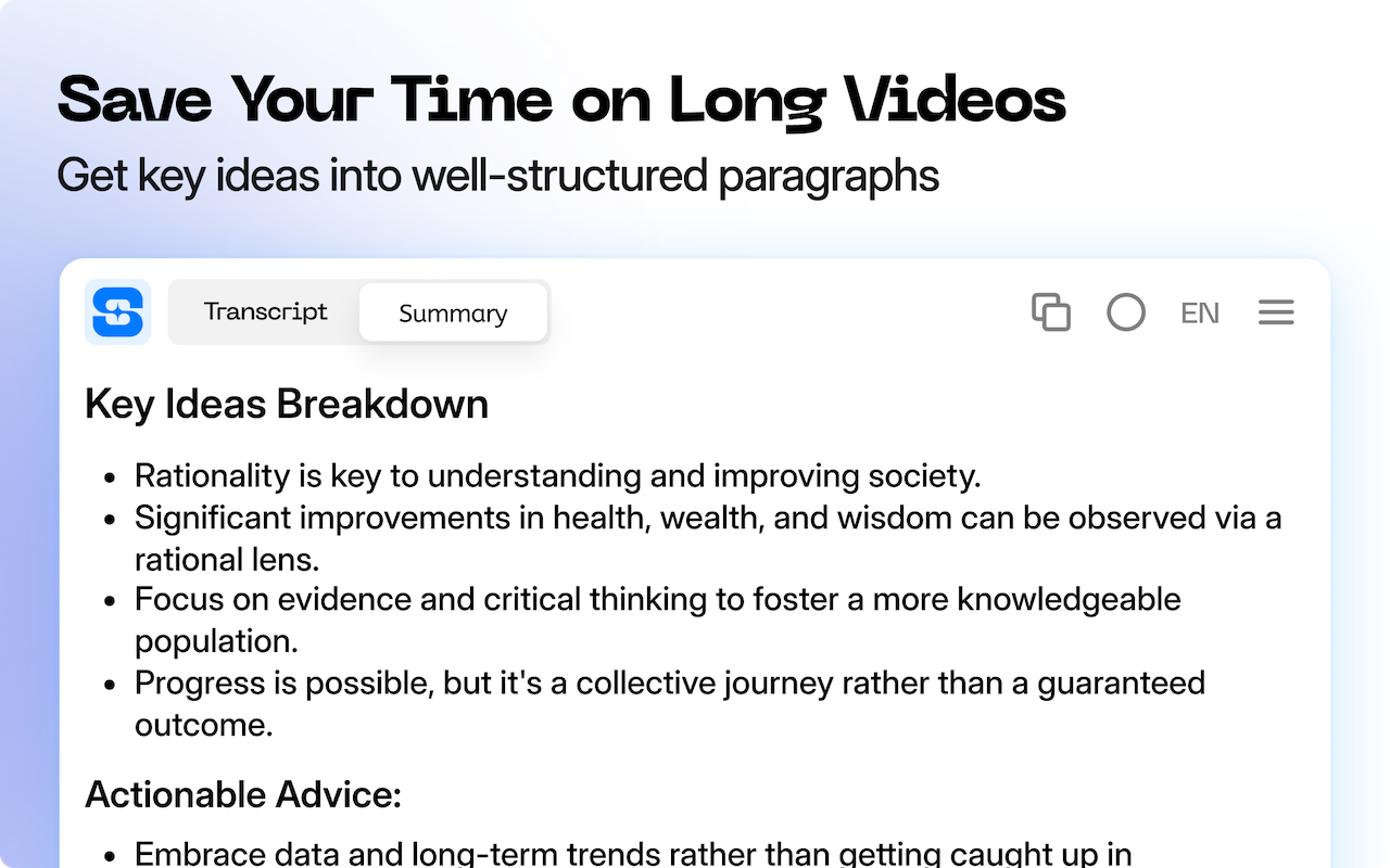 YouTube 转录器和 视频摘要器截图4