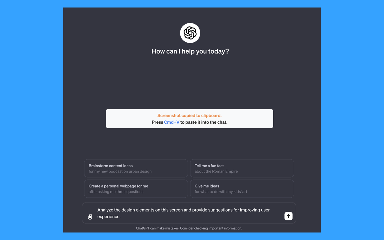 QuickVision: ChatGPT Vision with Screenshots截图1