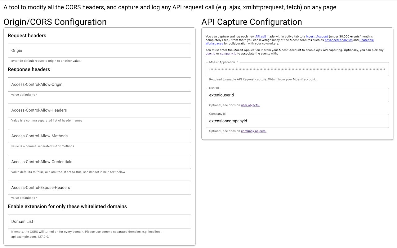 Moesif Origin/CORS Changer & API Logger截图1