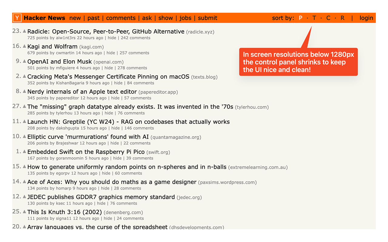 Hacker News Sorted截图2
