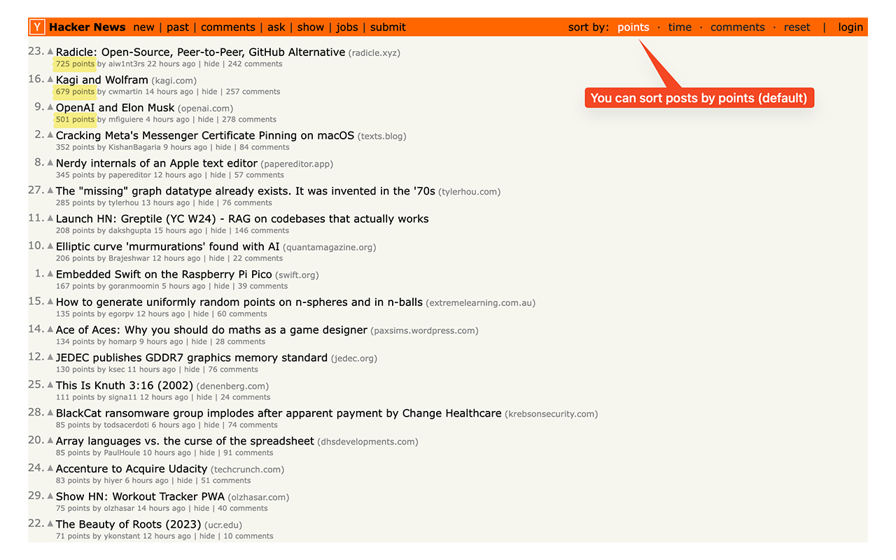 Hacker News Sorted截图3