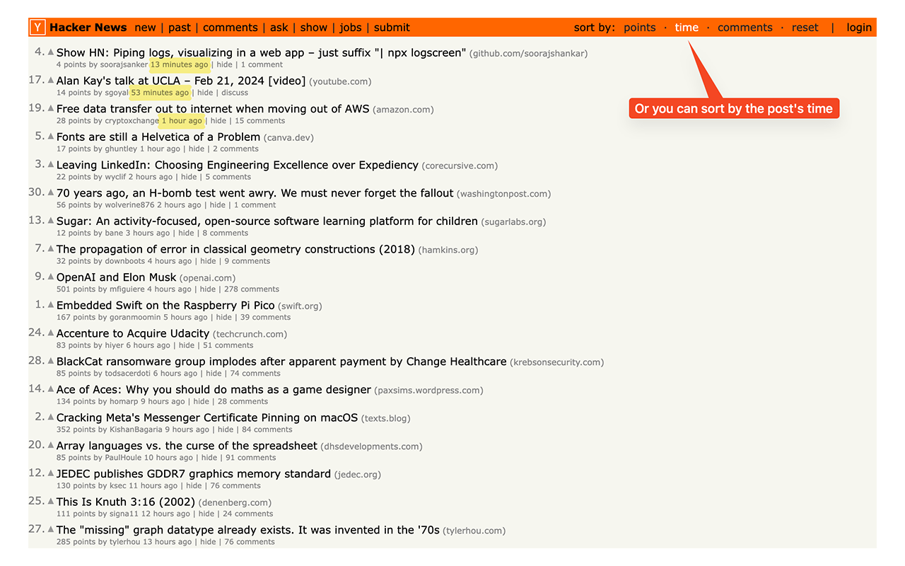 Hacker News Sorted截图4