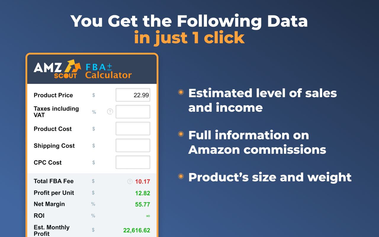 AMZScout免費提供的Amazon FBA計算器截图1