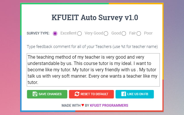Auto Survey by KFUEIT Programmers截图2