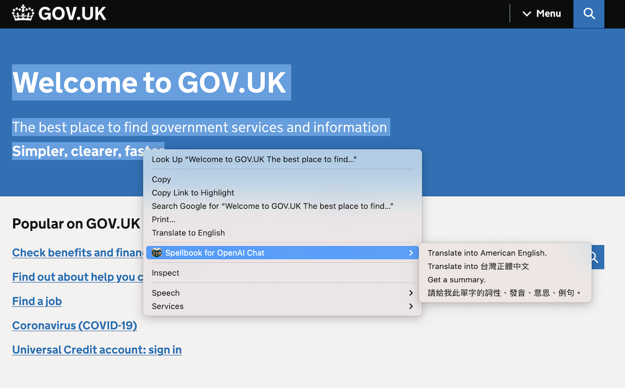 Spellbook for OpenAI Chat截图1