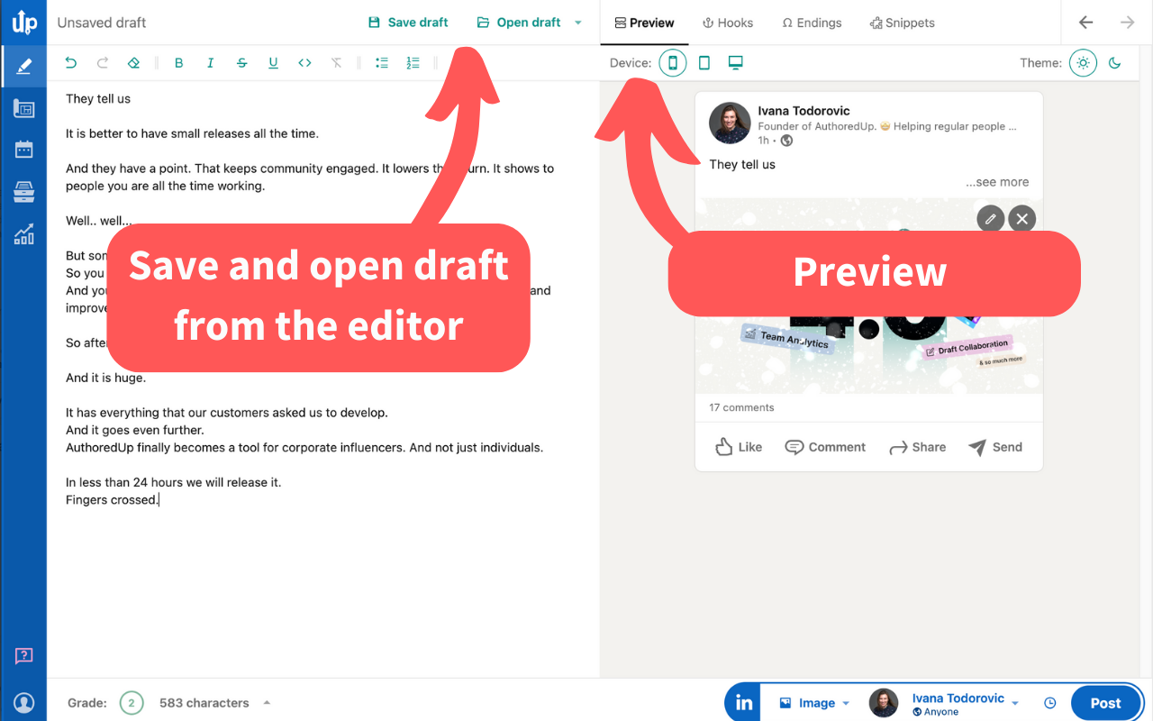 AuthoredUp – No. 1 LinkedIn ™ Content Tool截图3