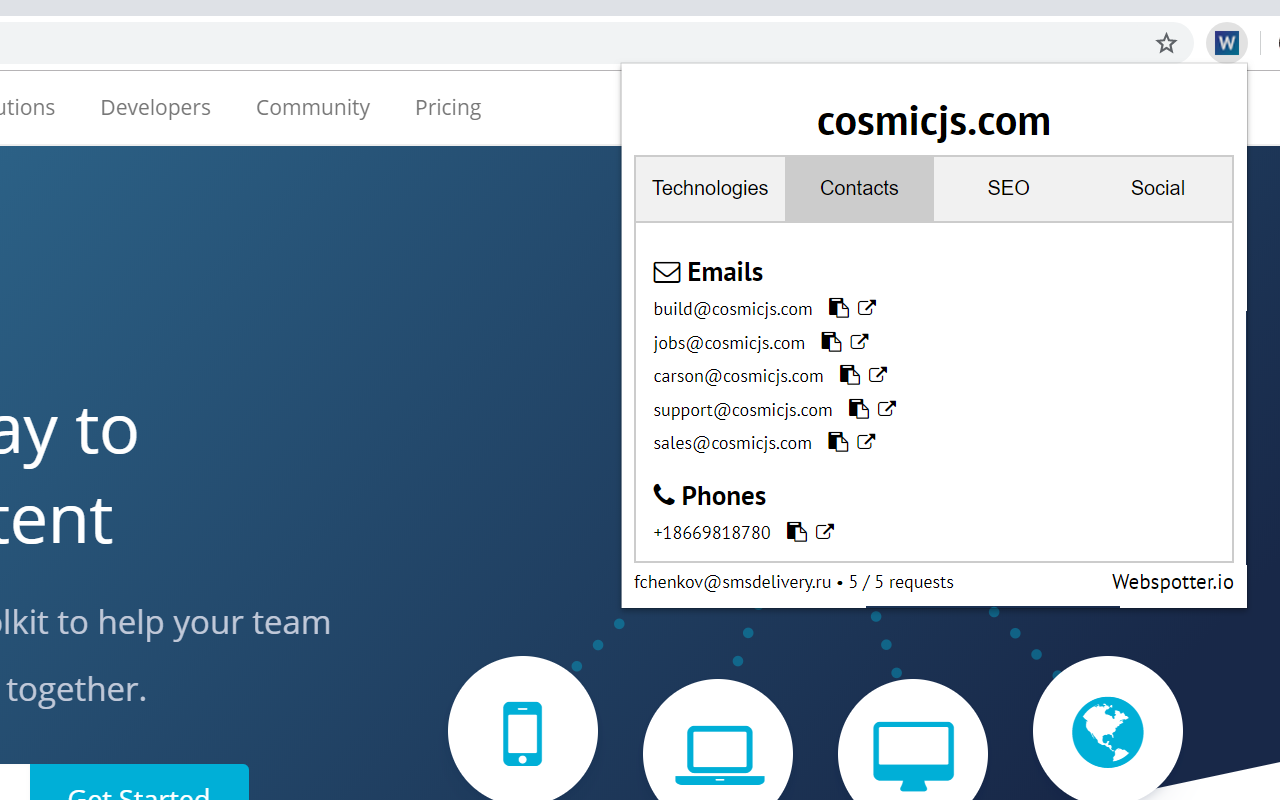 Webspotter Technology Checker & Email lookup截图3