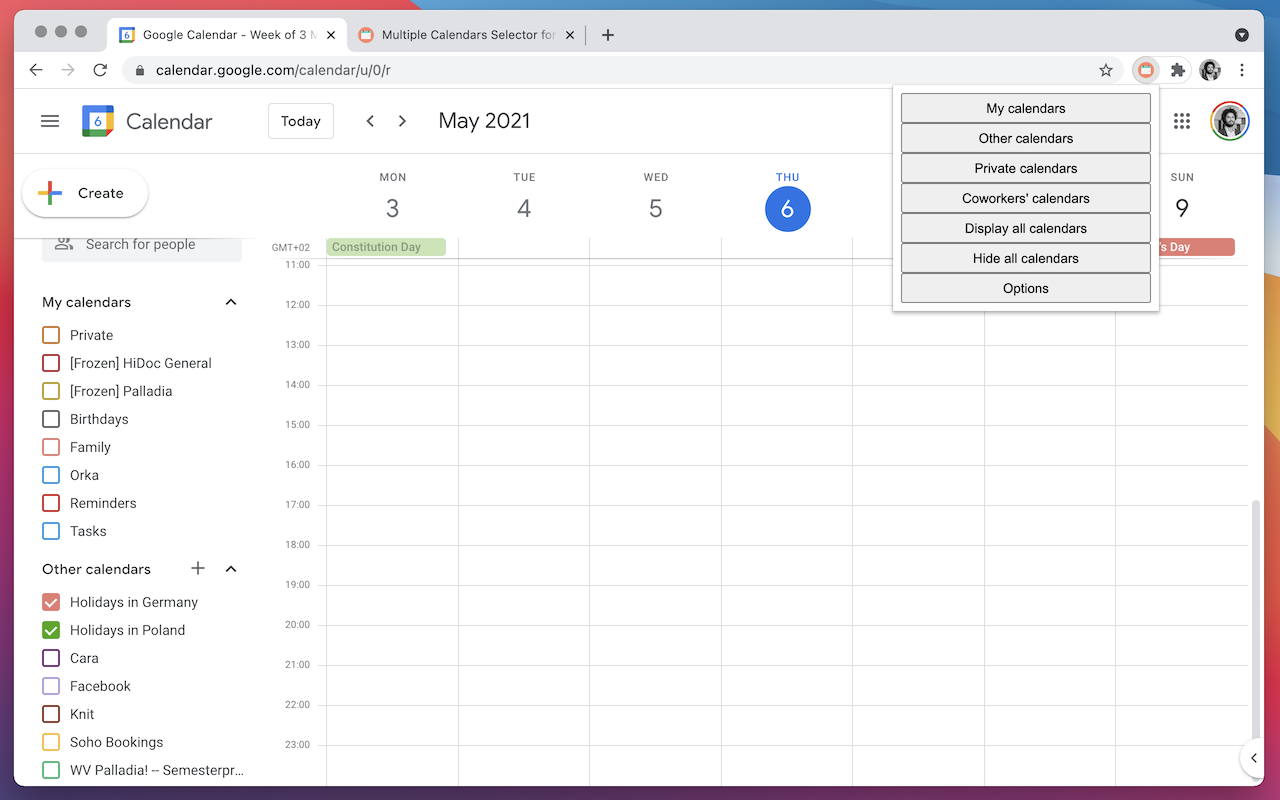 Multiple Calendars Selector for Google Cal截图1