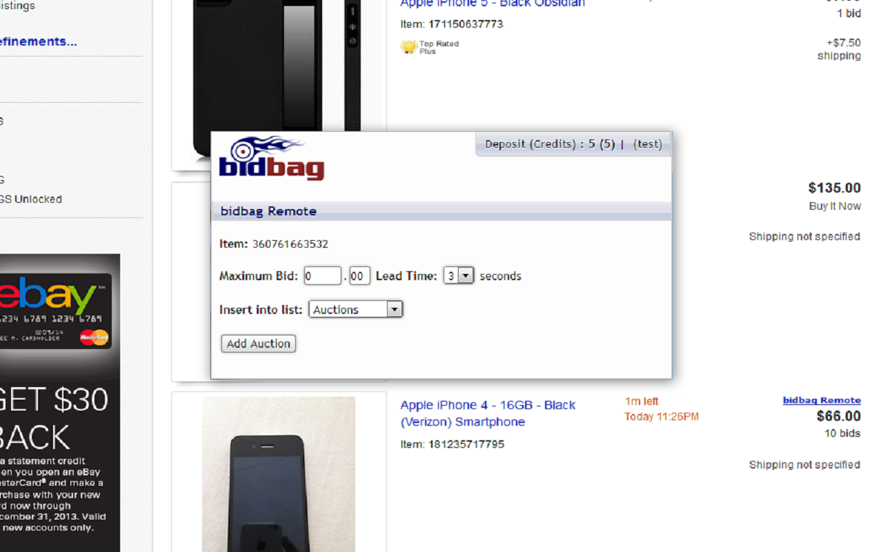 bidbag Remote - eBay sniper截图2