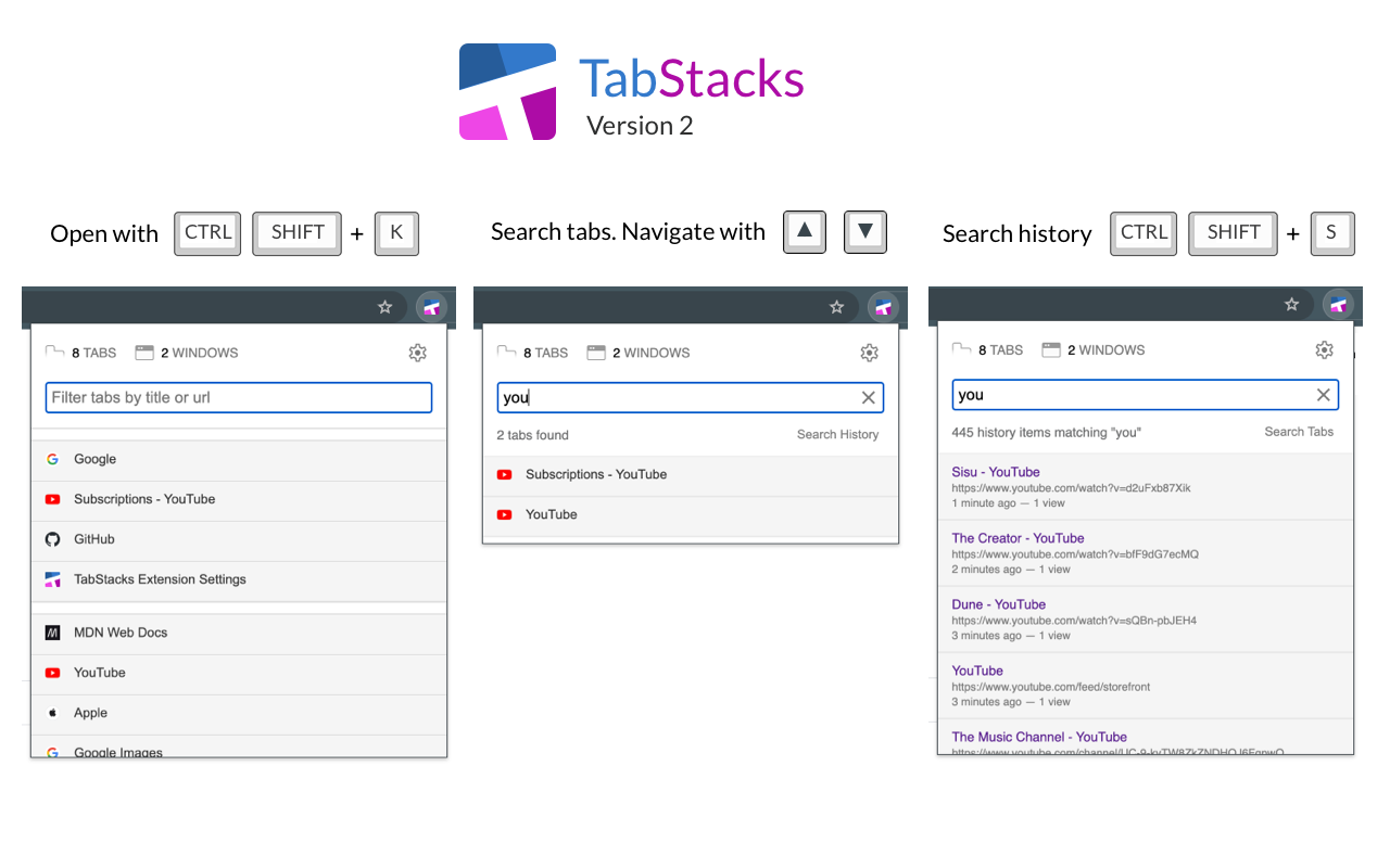 TabStacks: tab and history search截图1