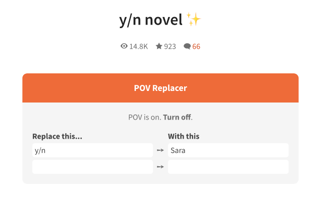 POV: Y/N Replacer for Wattpad and AO3截图1
