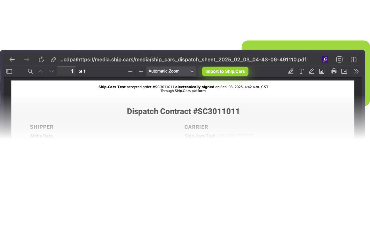 Ship.Cars Dispatch PDF Extension截图1