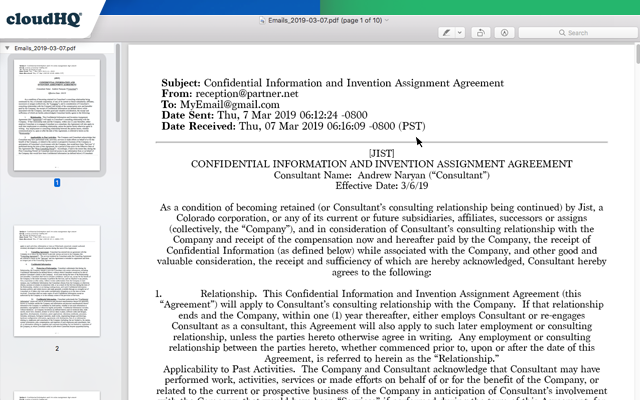 Save Emails as PDF by cloudHQ截图2