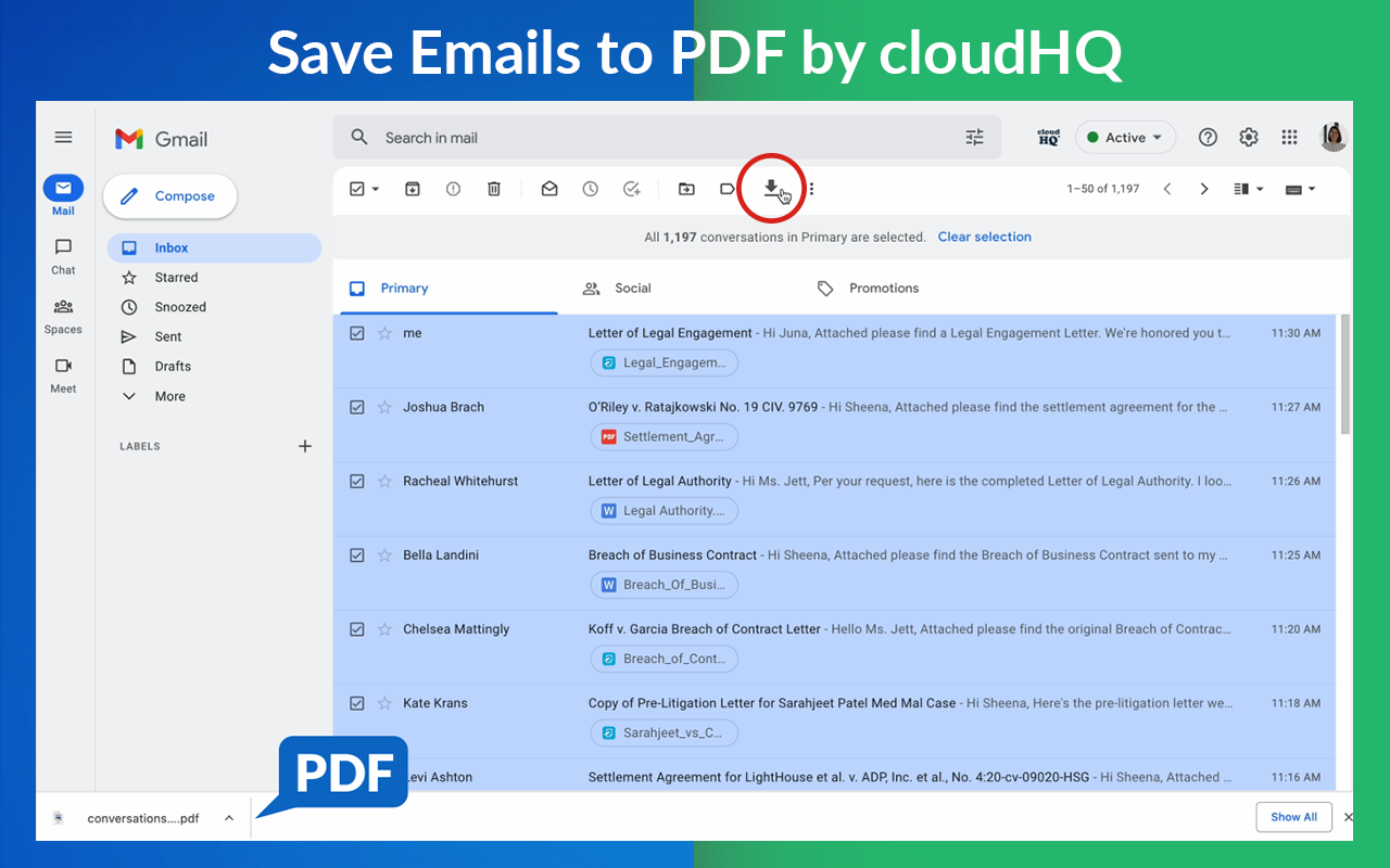Save Emails as PDF by cloudHQ截图3
