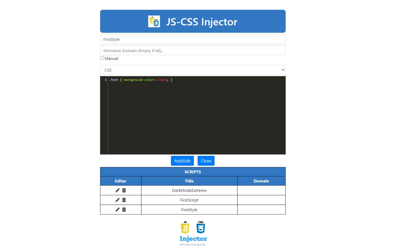 ABC JS-CSS Injector截图2