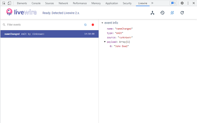 Livewire devtools截图1