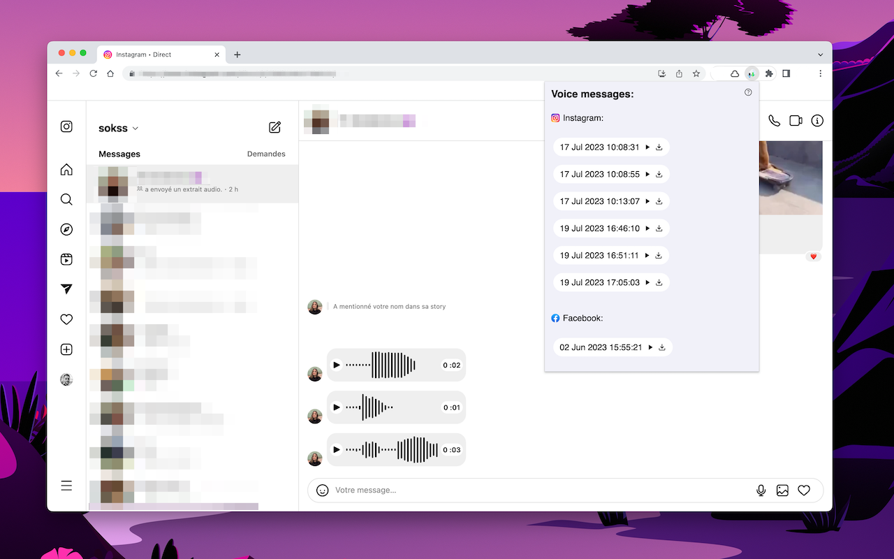 Download audio message Messenger/Instagram截图2