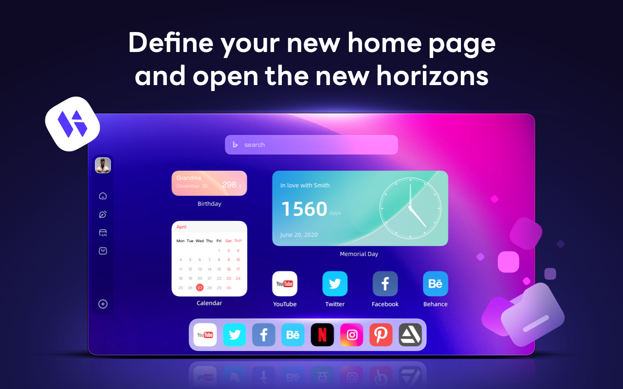 HiTab - 新标签页仪表盘和小组件截图2