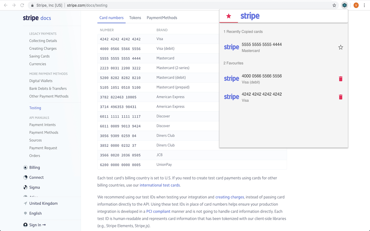 Test Payment Cards Extension截图1