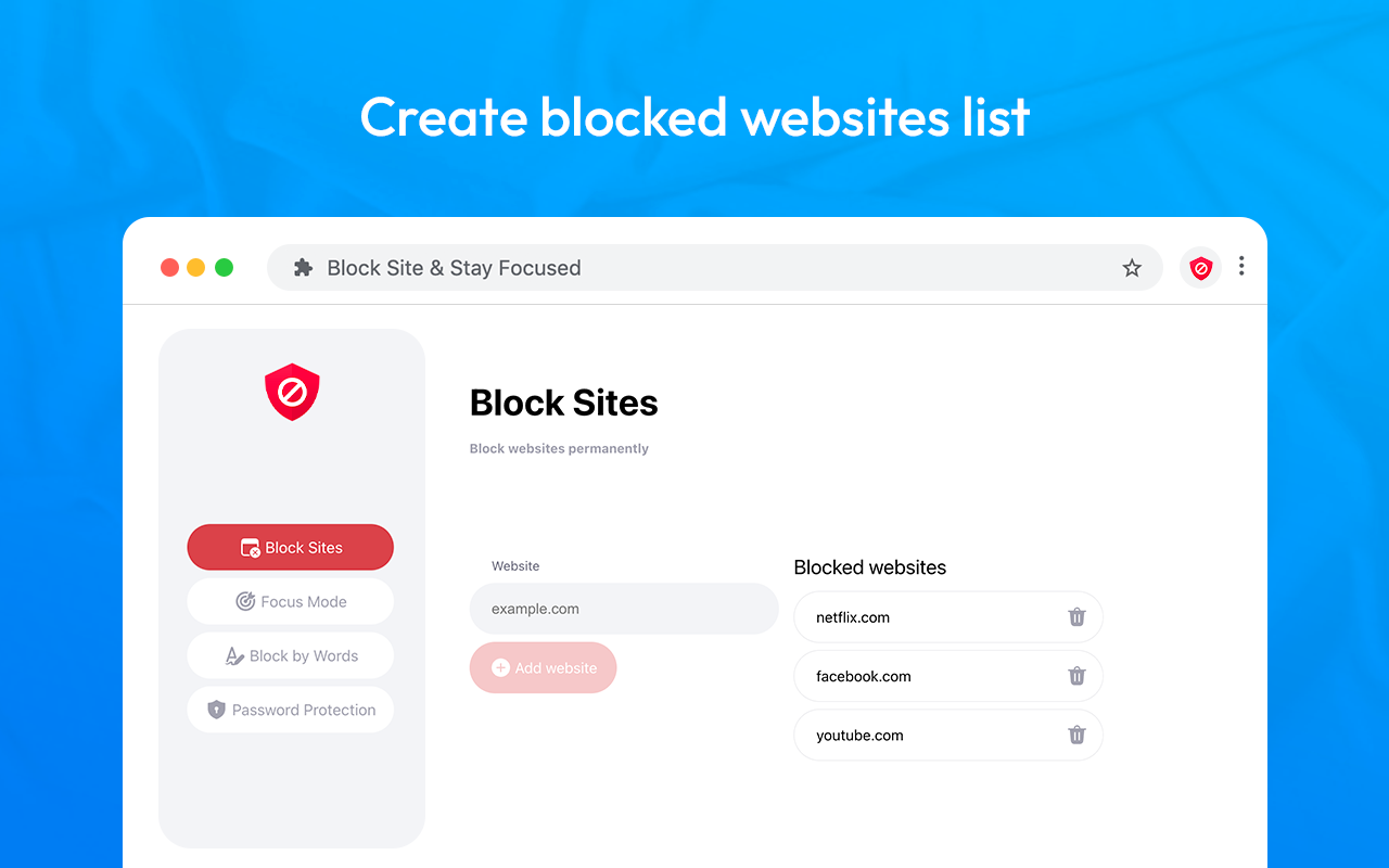 BlockSite:站點攔截器和焦點模式截图4