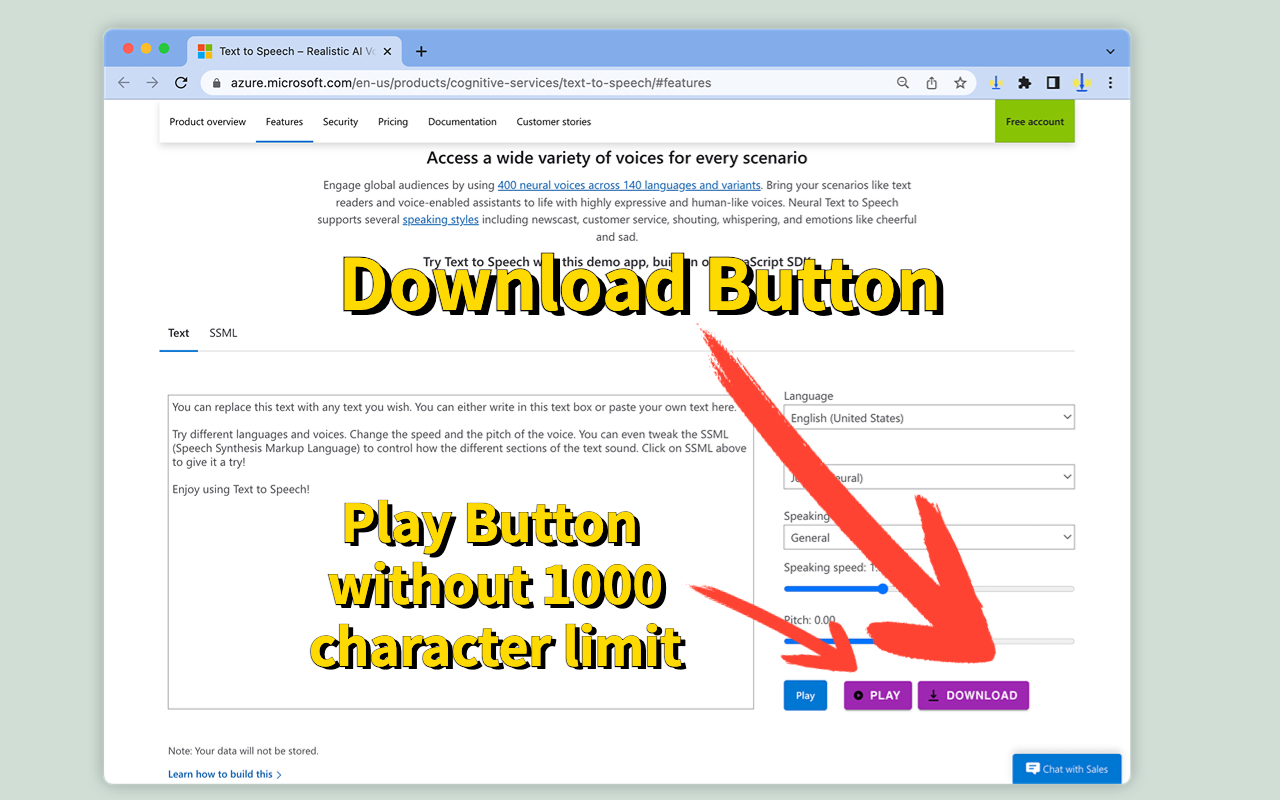 Microsoft™ 文字转语音下载器 - 添加 TTS 下载按钮截图1