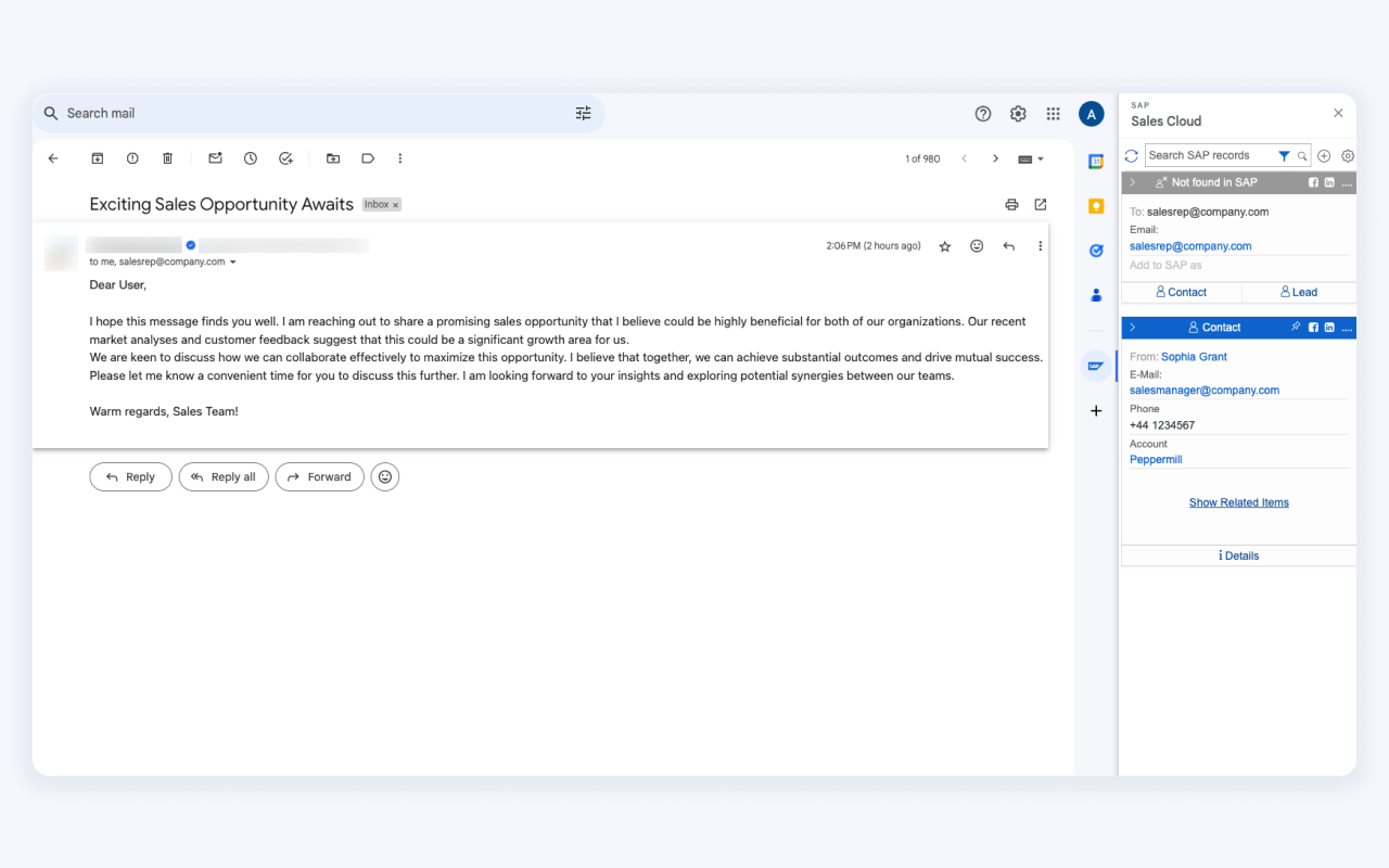 SAP Sales Cloud for Gmail截图1