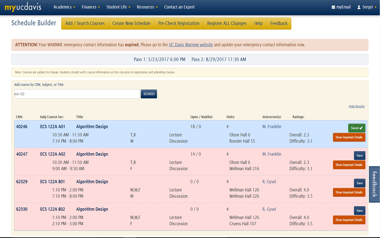 UC Davis Schedule Helper截图1